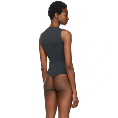 Shop Skims Black Essential Thong Bodysuit In Onyx