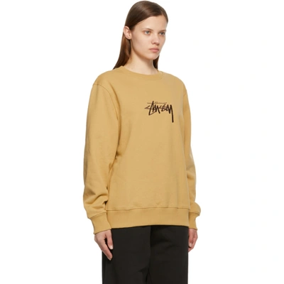 Shop Stussy Khaki Embroidered Stock Sweatshirt