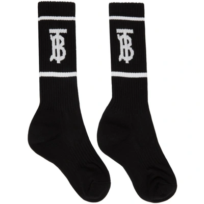 Shop Burberry Black Tb Monogram Socks
