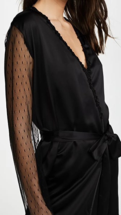 Shop Flora Nikrooz Showstopper Charmeuse Robe With Lace Black