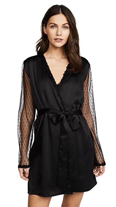 Shop Flora Nikrooz Showstopper Charmeuse Robe With Lace Black