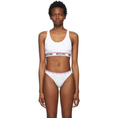 Shop Moschino White Core Bra In 0001 White