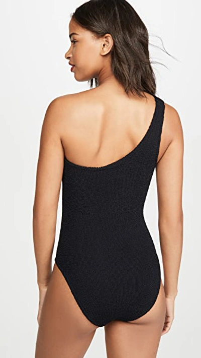 Hunza G Nancy One-shoulder Crinkle One-piece Swimsuit In Black