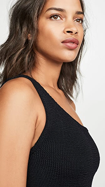 Hunza G Nancy One-shoulder Crinkle One-piece Swimsuit In Black