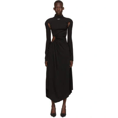 Shop Off-white Black Viscose Panel Dress