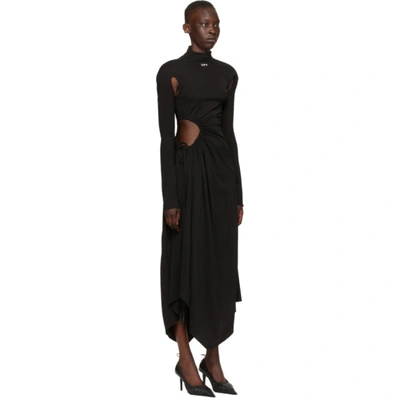 Shop Off-white Black Viscose Panel Dress