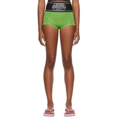 Shop Palm Angels Green Missoni Edition Lurex Culotte Shorts In Green White