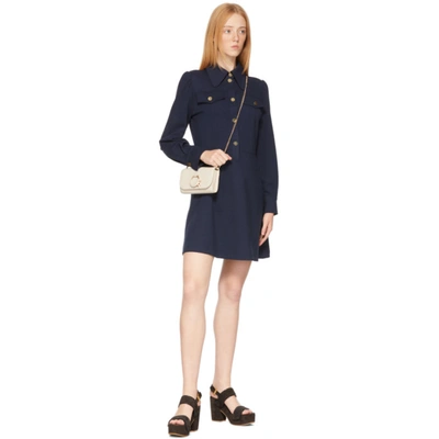 Shop See By Chloé Navy Buttoned Shirt Dress In 4a8 Blue Lagoon