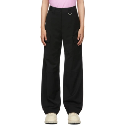 Shop Msgm Black Loose-fit Cargo Trousers In 99 Black