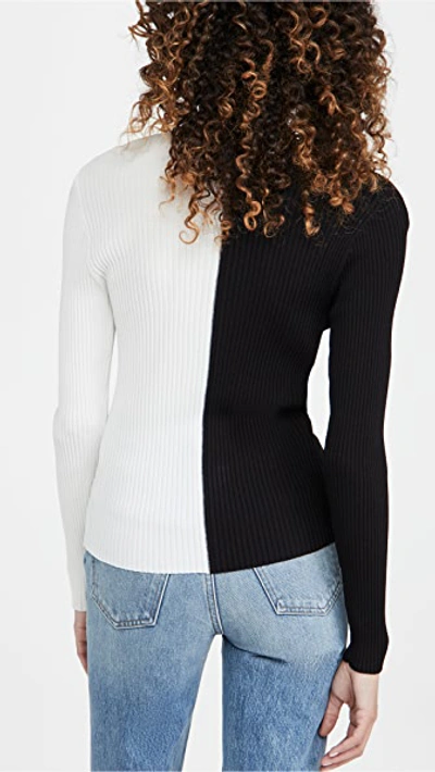 Staud Cargo Bicolor Button-down Sweater In Black/white