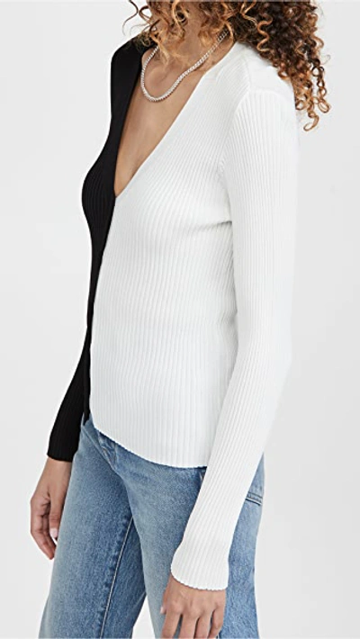 Staud Cargo Bicolor Button-down Sweater In Black/white