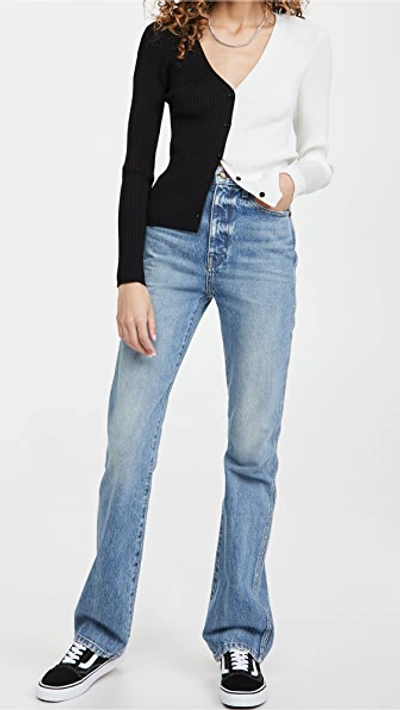 Staud Cargo Bicolor Button-down Sweater In Black/white