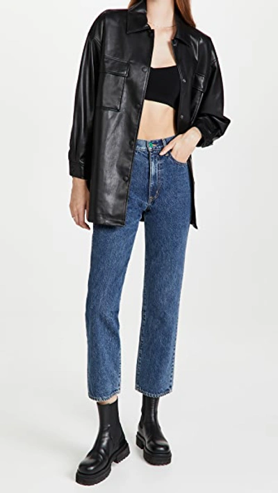 Shop Alice And Olivia Langston Vegan Leather Overshirt Jacket