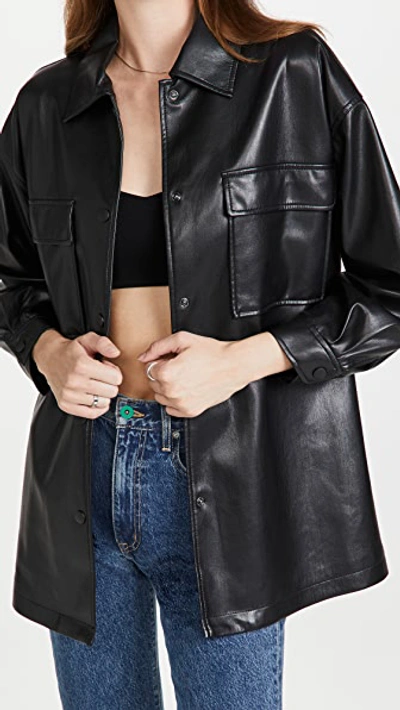 Shop Alice And Olivia Langston Vegan Leather Overshirt Jacket