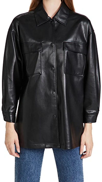 Shop Alice And Olivia Langston Vegan Leather Overshirt Jacket