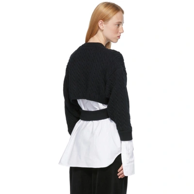 Shop Alexander Wang T Black & White Hybrid Cardigan In 951 Black/white