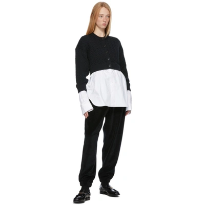 Shop Alexander Wang T Black & White Hybrid Cardigan In 951 Black/white