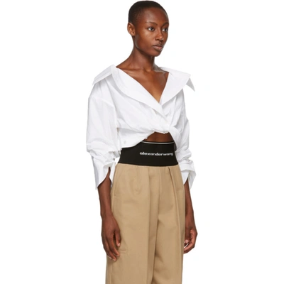 Shop Alexander Wang White Twist Front Shirt In 100 White