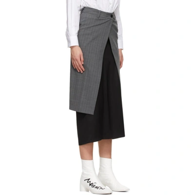 Shop Mm6 Maison Margiela Grey Transformative Layer Skirt In 001f Grey Stripe