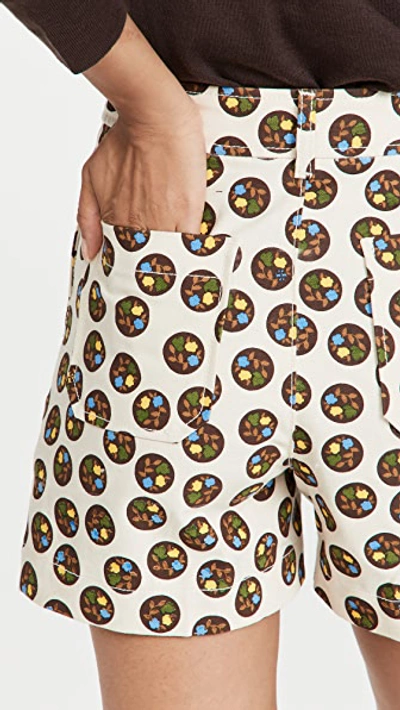 Shop Tory Burch Printed Denim Shorts In Floral Dot