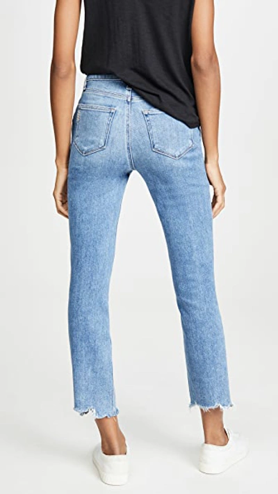 Paige Cindy High Rise Raw Hem Ankle Straight Jeans In Park Ave In Mel