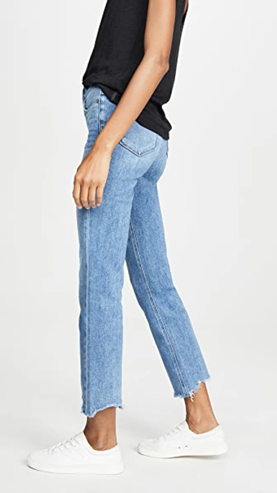 Paige Cindy High Rise Raw Hem Ankle Straight Jeans In Park Ave In Mel