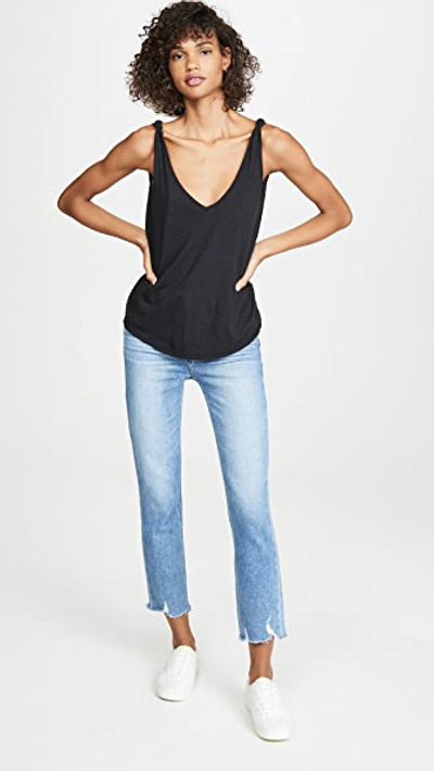Paige Cindy High Rise Raw Hem Ankle Straight Jeans In Park Ave In Mel