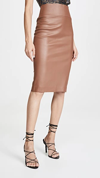 Shop Sprwmn Leather Pencil Skirt Hazelnut