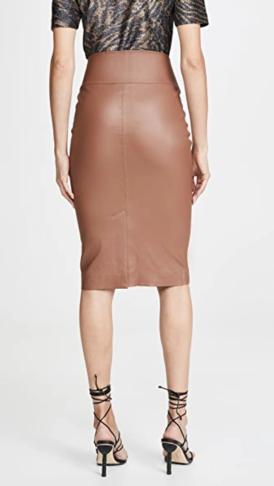 Sprwmn Leather Pencil Skirt In Hazelnut