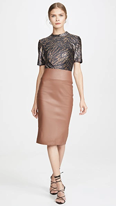 Sprwmn Leather Pencil Skirt In Hazelnut