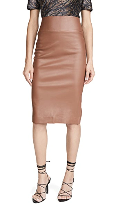 Sprwmn Leather Pencil Skirt In Hazelnut