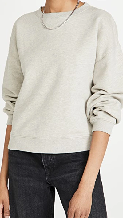 Shop Agolde Nolan Drop Shoulder Sweatshirt In Grey Heather