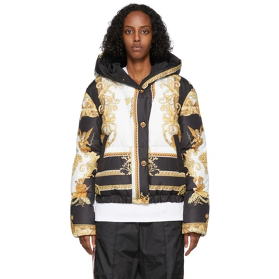 Shop Versace Black & Yellow Down Medusa Renaissance Jacket In 5b070 Black Gold Whi