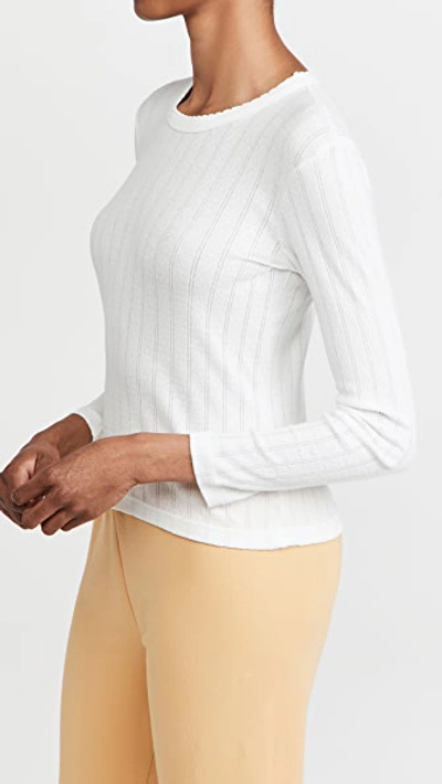 Leset Pointelle Tee In White