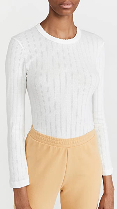 Leset Pointelle Tee In White