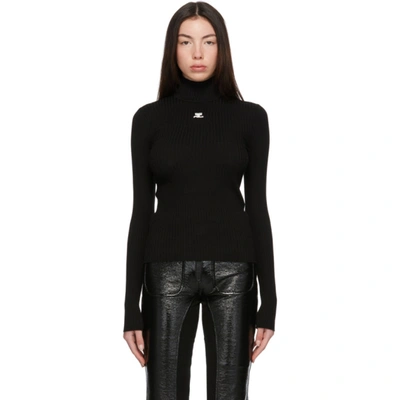 Courrèges Knit Viscose Blend Logo Jumper In Black