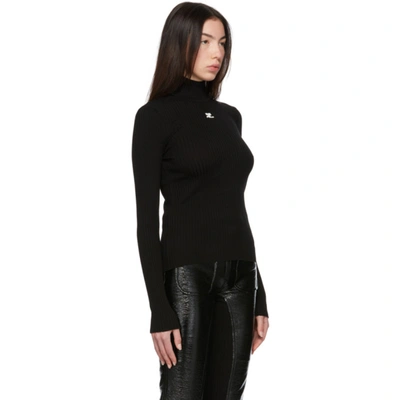 Courrèges Knit Viscose Blend Logo Jumper In Black