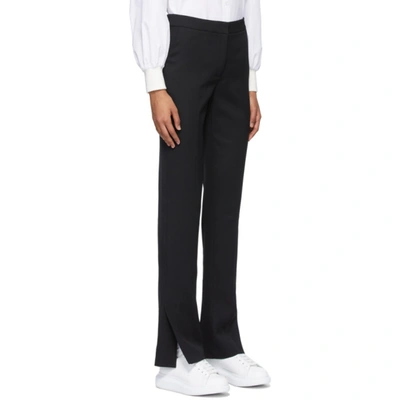 Shop Alexander Mcqueen Black Slashed Leg Cigarette Trousers In 1000 Black