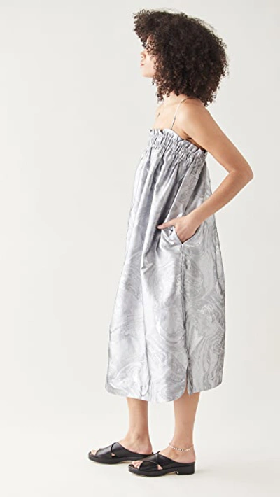 Shop Ganni Shiny Jacquard Dress In Sharkskin