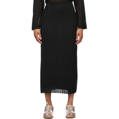 Shop Totême Black Rib Knit Maxi Skirt