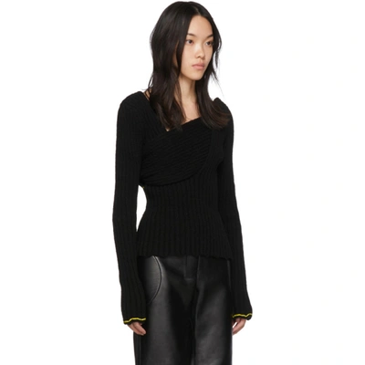 Shop Bottega Veneta Black Bouclé Draped Sweater In 1000 Black