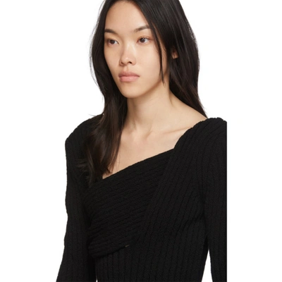 Shop Bottega Veneta Black Bouclé Draped Sweater In 1000 Black