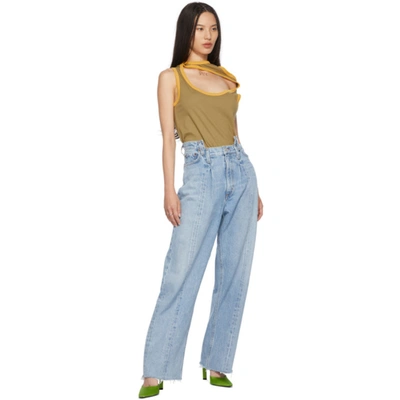 Shop Agolde Blue Pieced Angle Jeans In Matrix