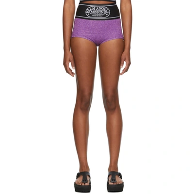 Shop Palm Angels Purple Missoni Edition Lurex Culotte Shorts In Purple White