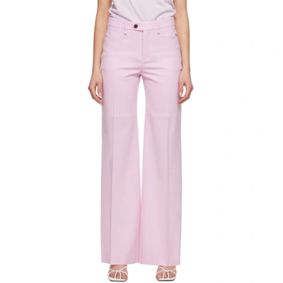 Shop Chloé Pink Grain De Poudre Flared Trousers In 6g7 Sweet Lilac