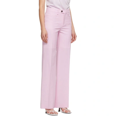 Shop Chloé Pink Grain De Poudre Flared Trousers In 6g7 Sweet Lilac