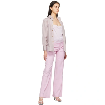 Shop Chloé Pink Grain De Poudre Flared Trousers In 6g7 Sweet Lilac