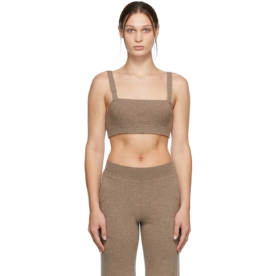 Shop Frame Beige Cashmere Cropped Tank Top In Spelt