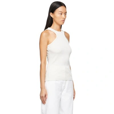 Shop Agolde Off-white Organic Cotton Bea Cutaway Tank Top In Wired (lt Grey)