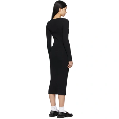 Shop Ganni Black Melange Knit Mid-length Dress In 099 Black